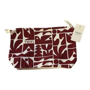 Vuori Holiday 25 Pouch Strawberry Red Canvas Zip Bag NWT